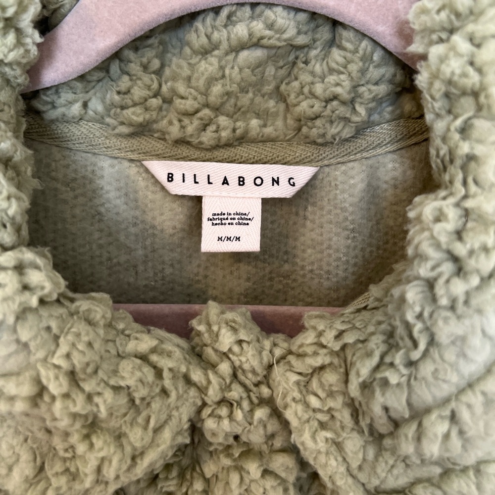Billabong Sundown Faux Fur Sherpa Jacket Avocado Green NWT Size M Nordstrom - Picture 2 of 11